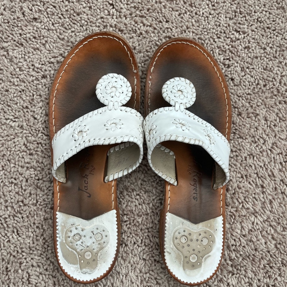 Jack Rogers White and Brown Sandals